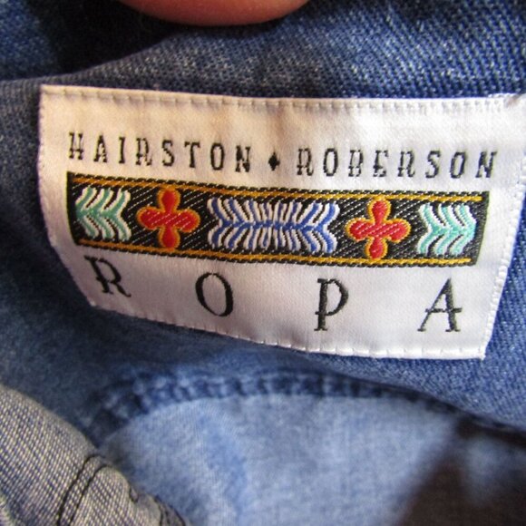 HAIRSTON ROBERSON Denim M Cowgirl Shirt Shacket Western Rodeo Button Front - Picture 11 of 12